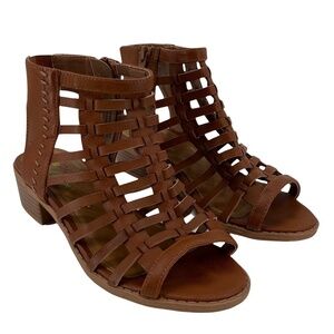 Cupcake Couture Brown Hellan Gladiator Block Heel Sandals Size 3 Girl's